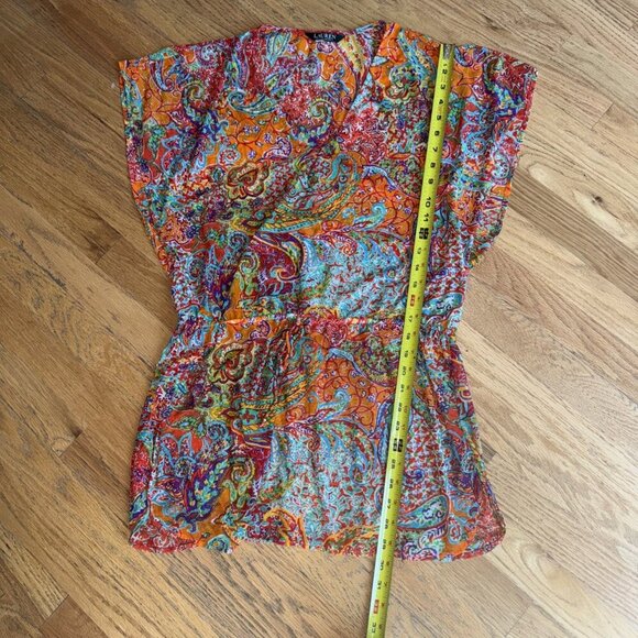 RALPH LAUREN 🌸 SHEER BOLD PRINT / BLOUSE / COVER UP - Picture 15 of 16